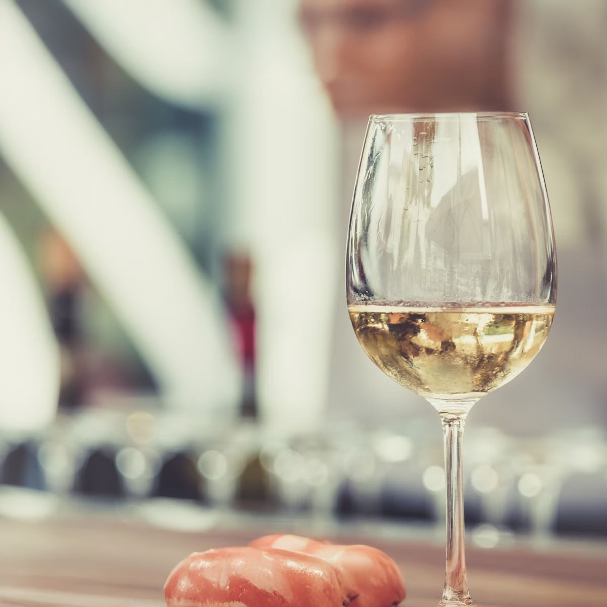 a glass of white wine