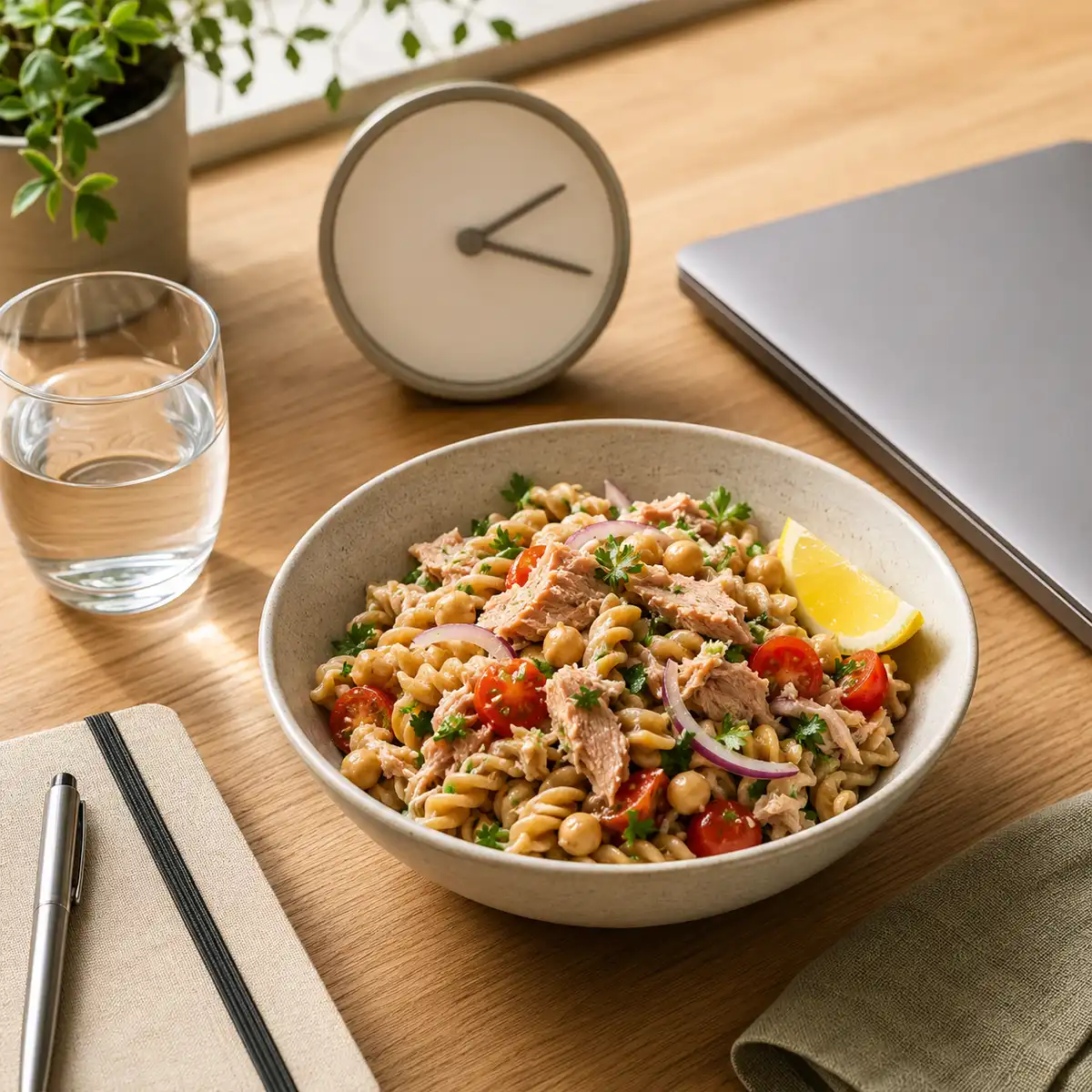 Smoked mackerel and butter bean salad served alongside seeded rye bread — a quick low-GI lunch recipe ready in 8 minutes