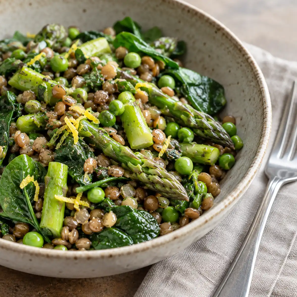 Spring green broth with leek pea shoots and barley in a white bowl, part of a spring detox recipes UK gentle seasonal meal plan